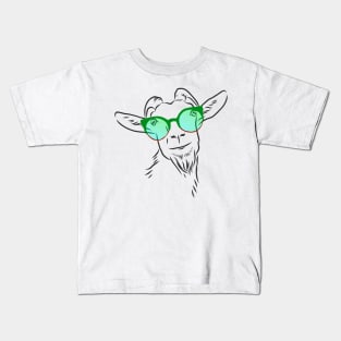 cheerful goat in fashionable glasses Kids T-Shirt